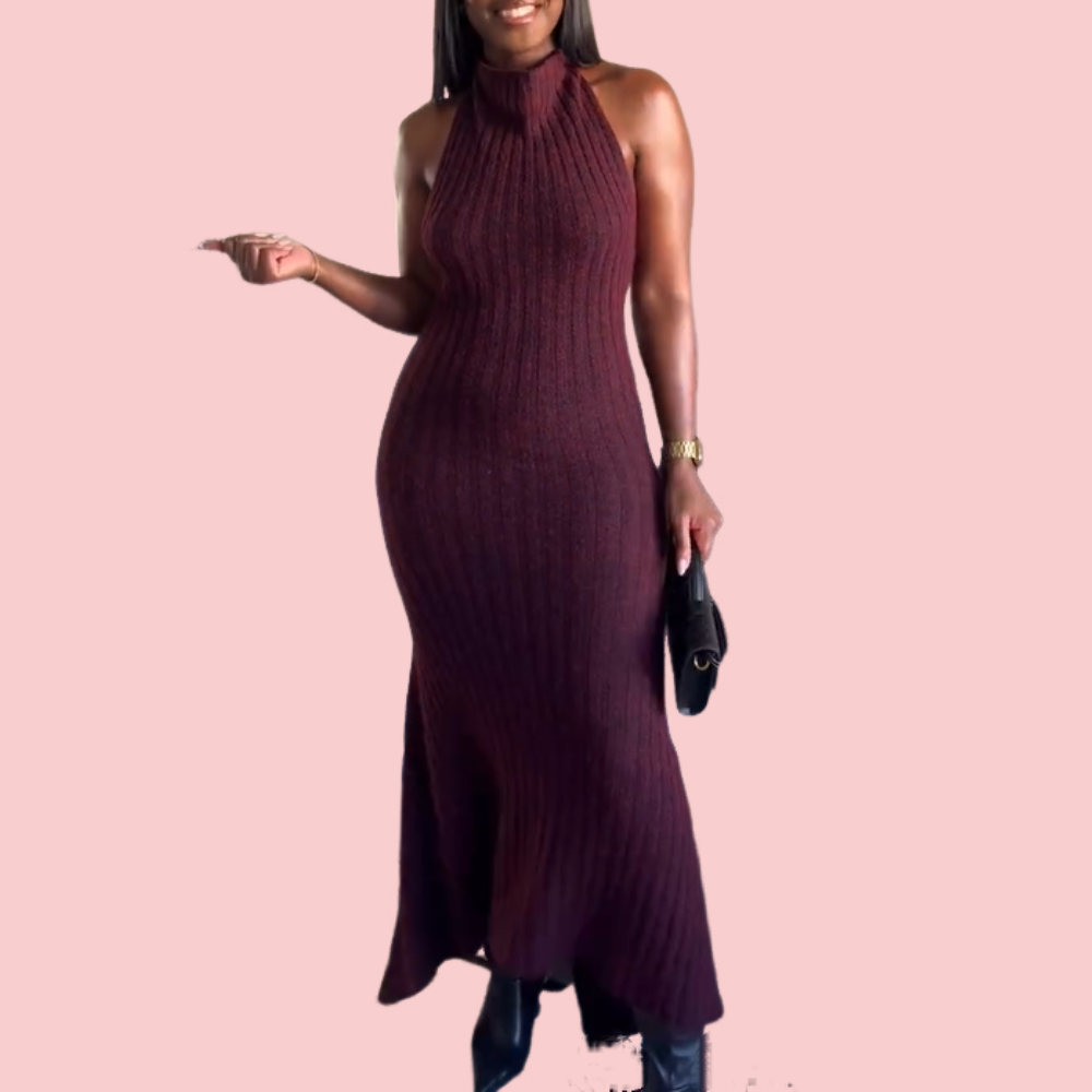 Purple Knit Sweater Dress