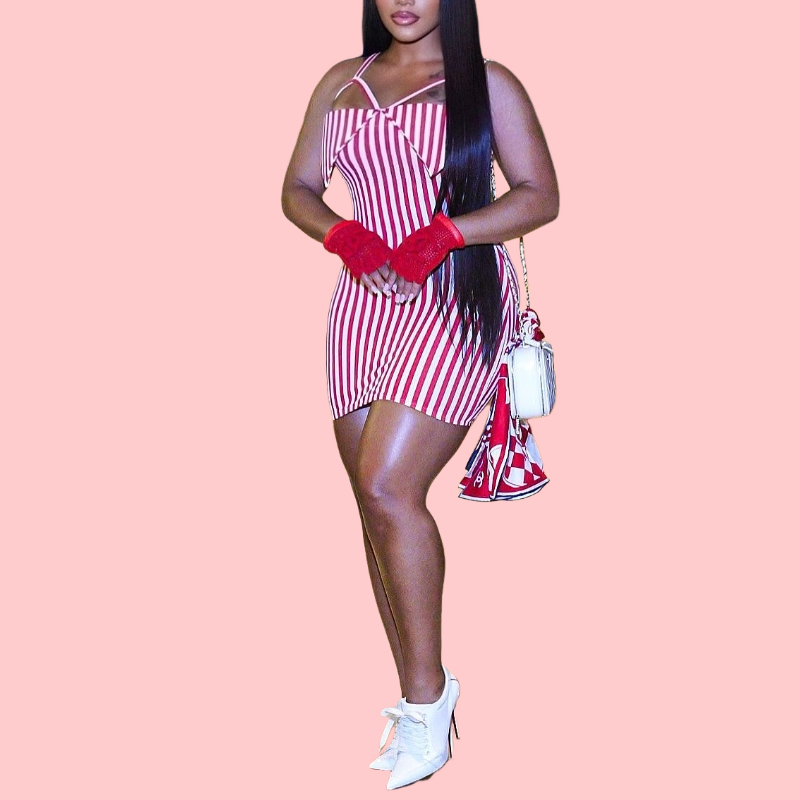 Red Striped Hanging Mini Dress