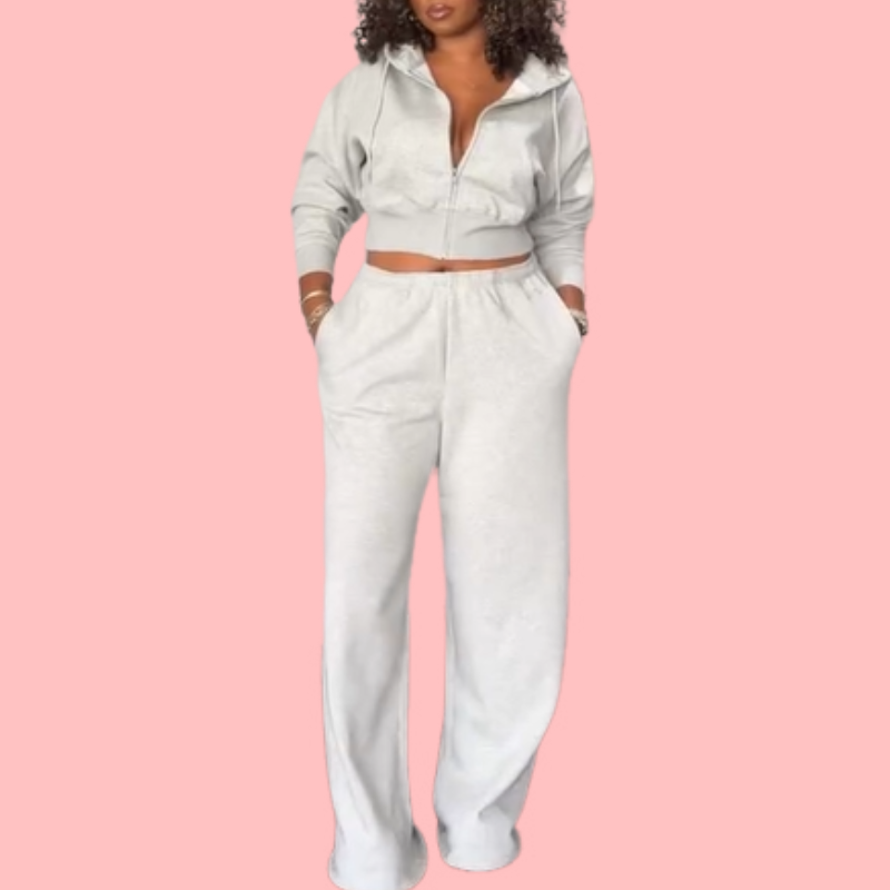 Washed Hooded Sweatshirt Two-Piece Set