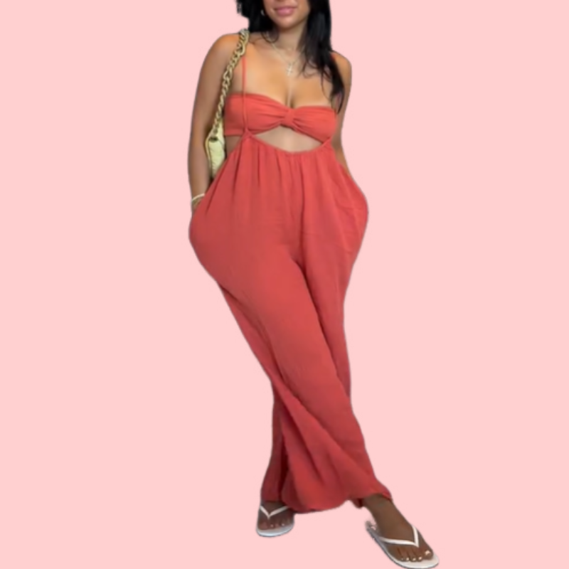 Solid Color Cutout Jumpsuit