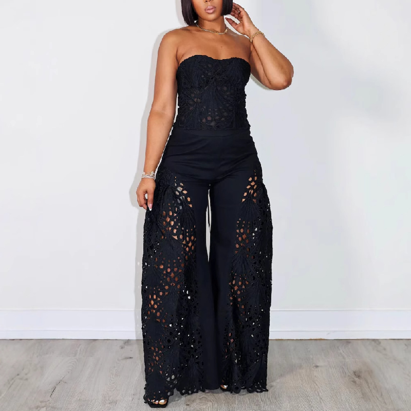 Black Cutout Sheath Top & Pants Set