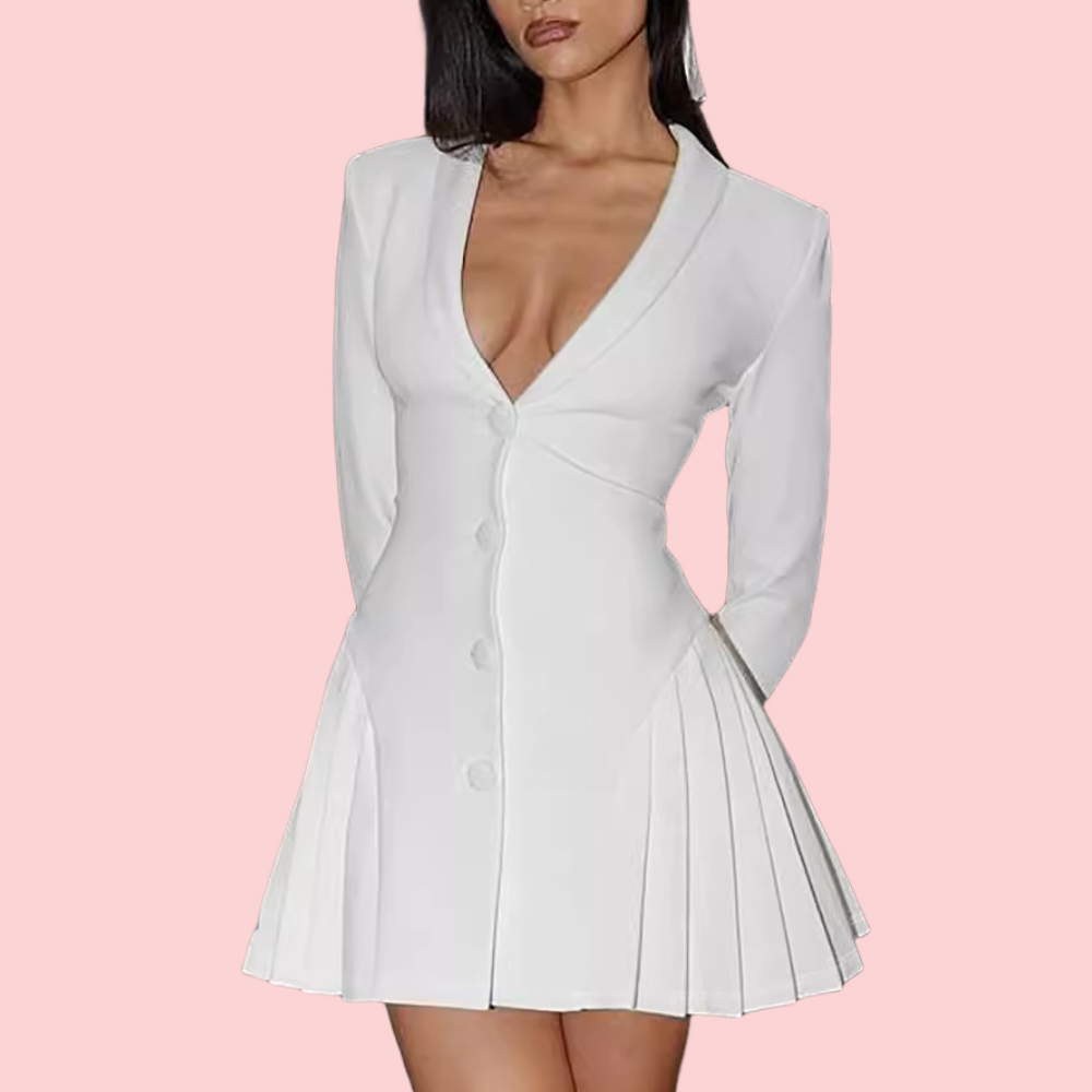 V-Neck Blazer Mini Dress