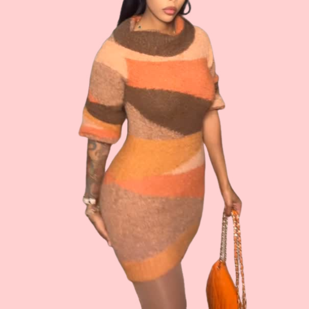 Color-Blocked Sweater Dress