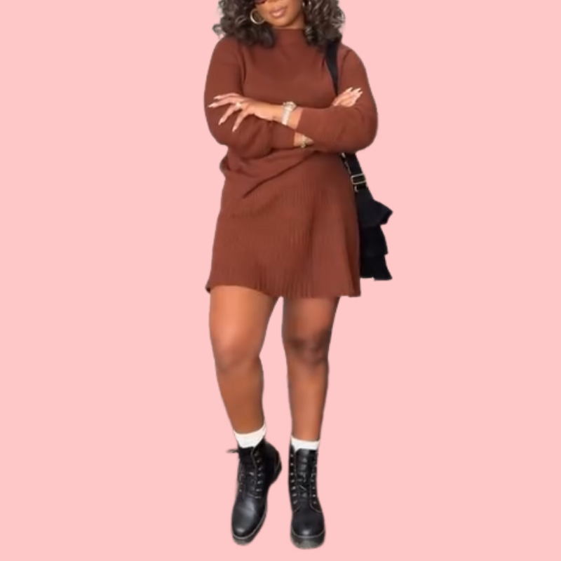 Knit Long-Sleeve Top & Pleated Skirt Set