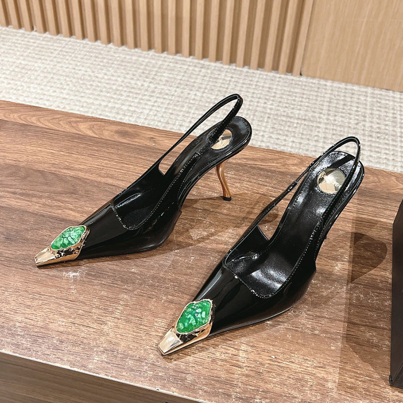 Pointed Toe Jeweled High Heels