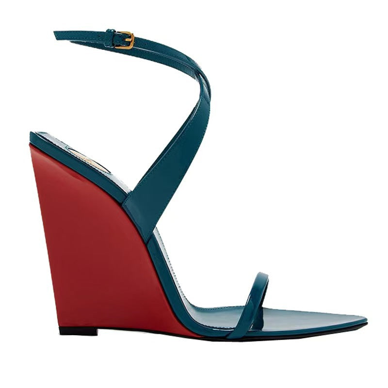 Colorblocked Pointed Toe High Heeled Sandals