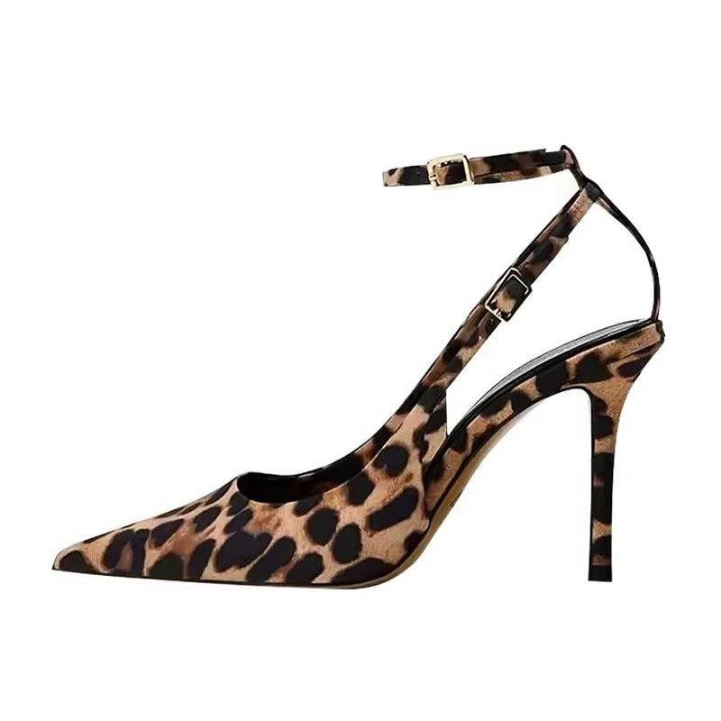 Leopard Print Strappy High Heels