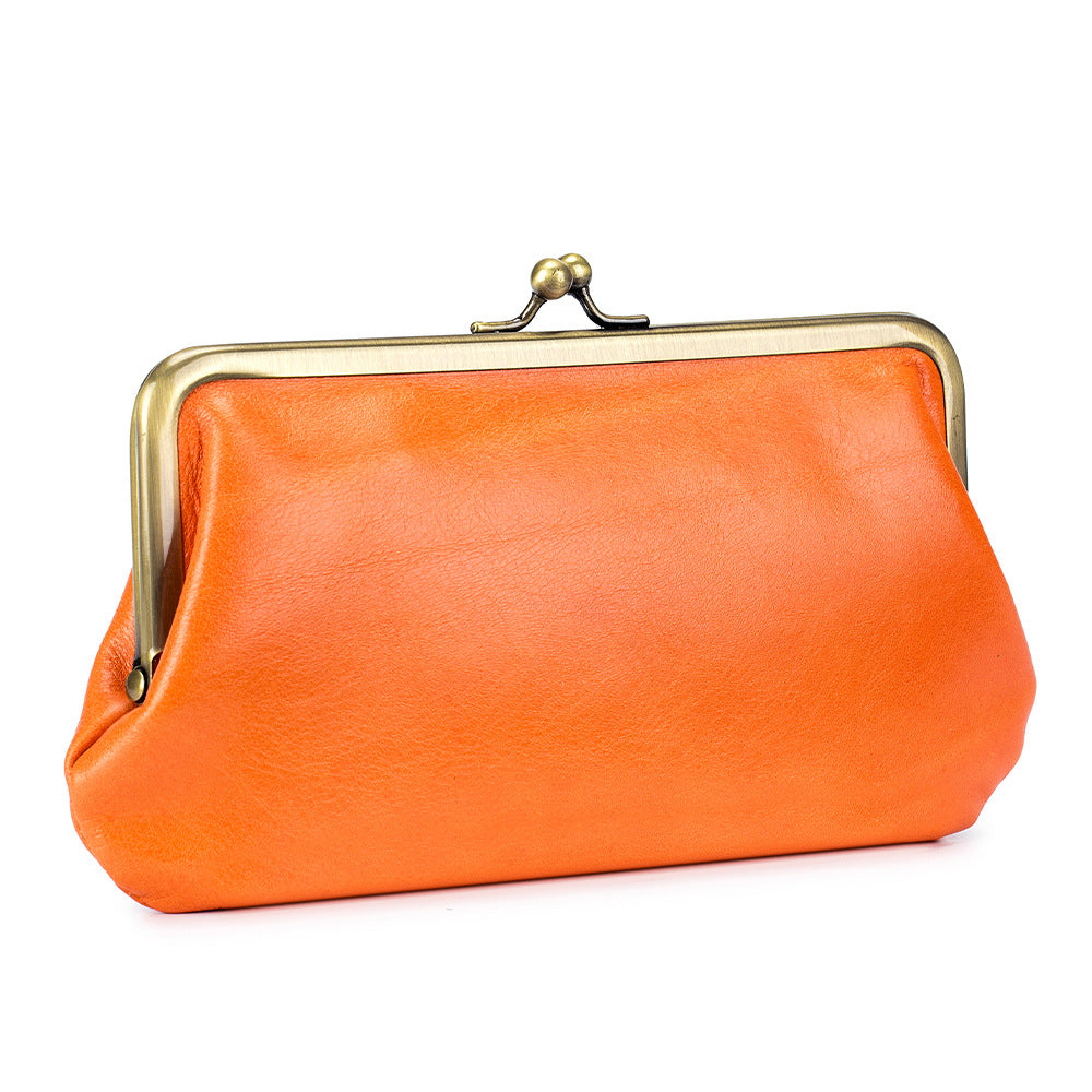 Solid Color Leather Clutch Bag