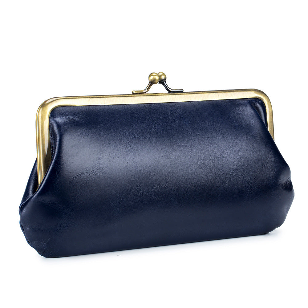 Solid Color Leather Clutch Bag