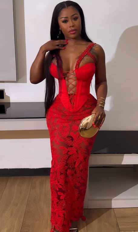 Red Floral Cutout Maxi Dress
