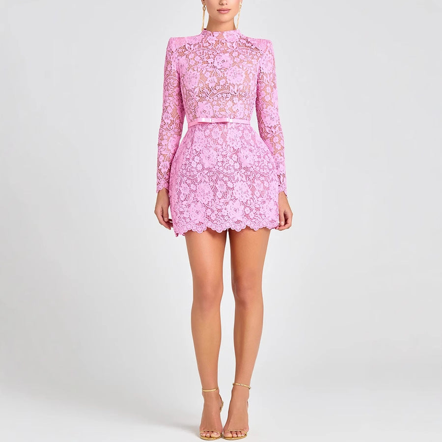 Pink Floral Cutout Mini Dress