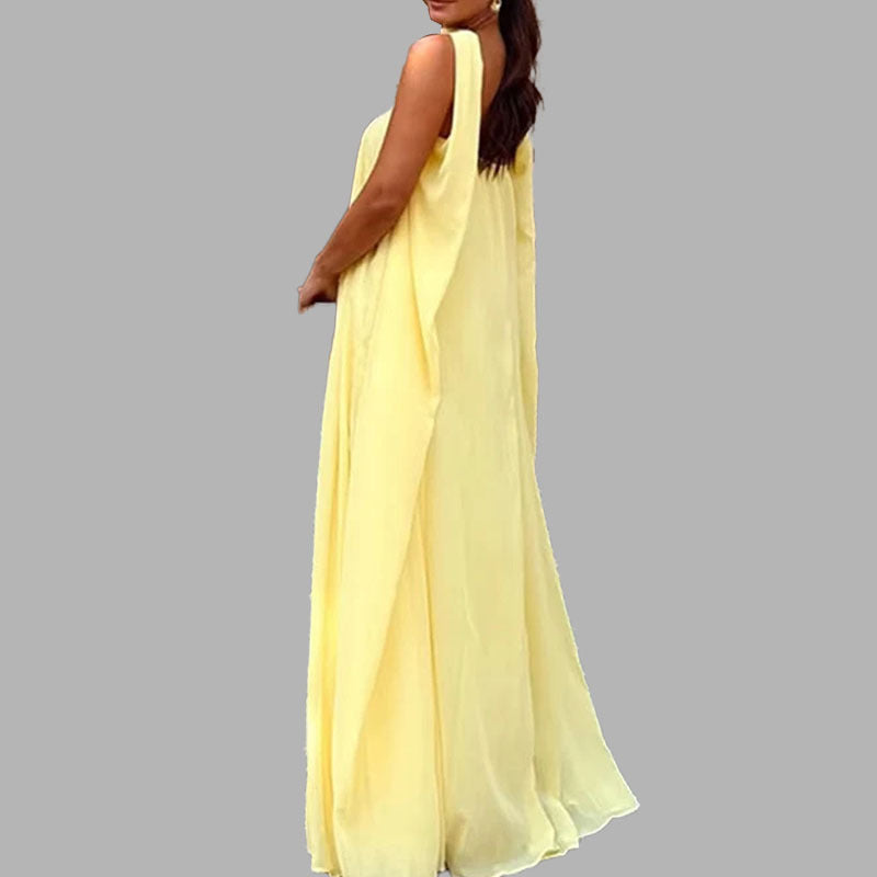 Yellow Sheath Flowing Maxi Dress