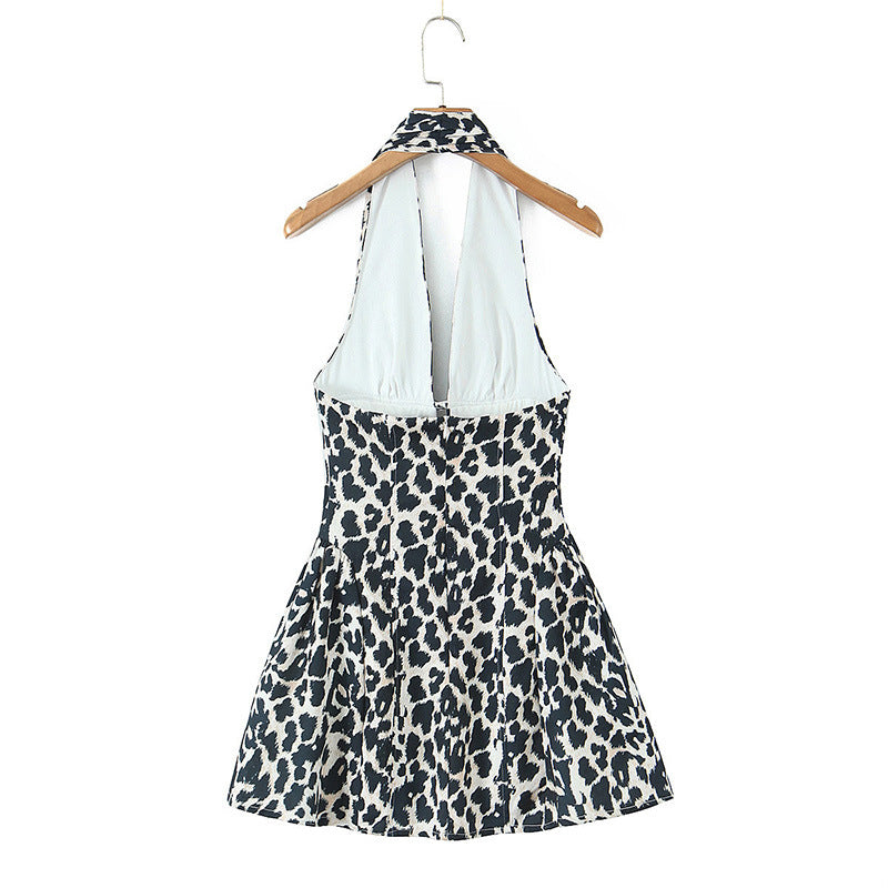 Leopard Print V-Neck Mini Dress