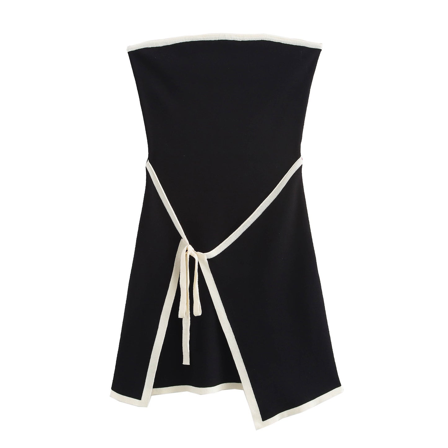 Solid Color Sheath Tie Mini Dress