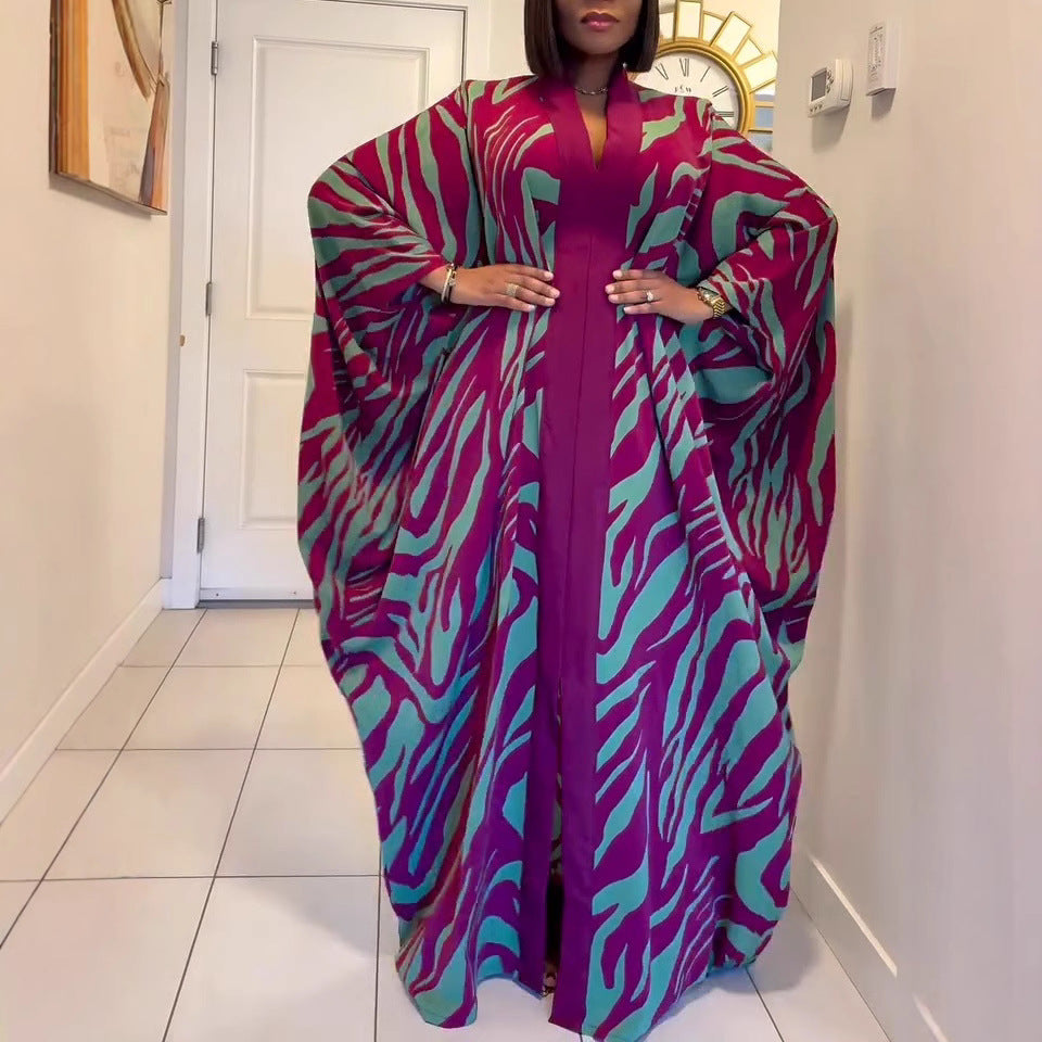 Colorblocked Floral Printed Robe