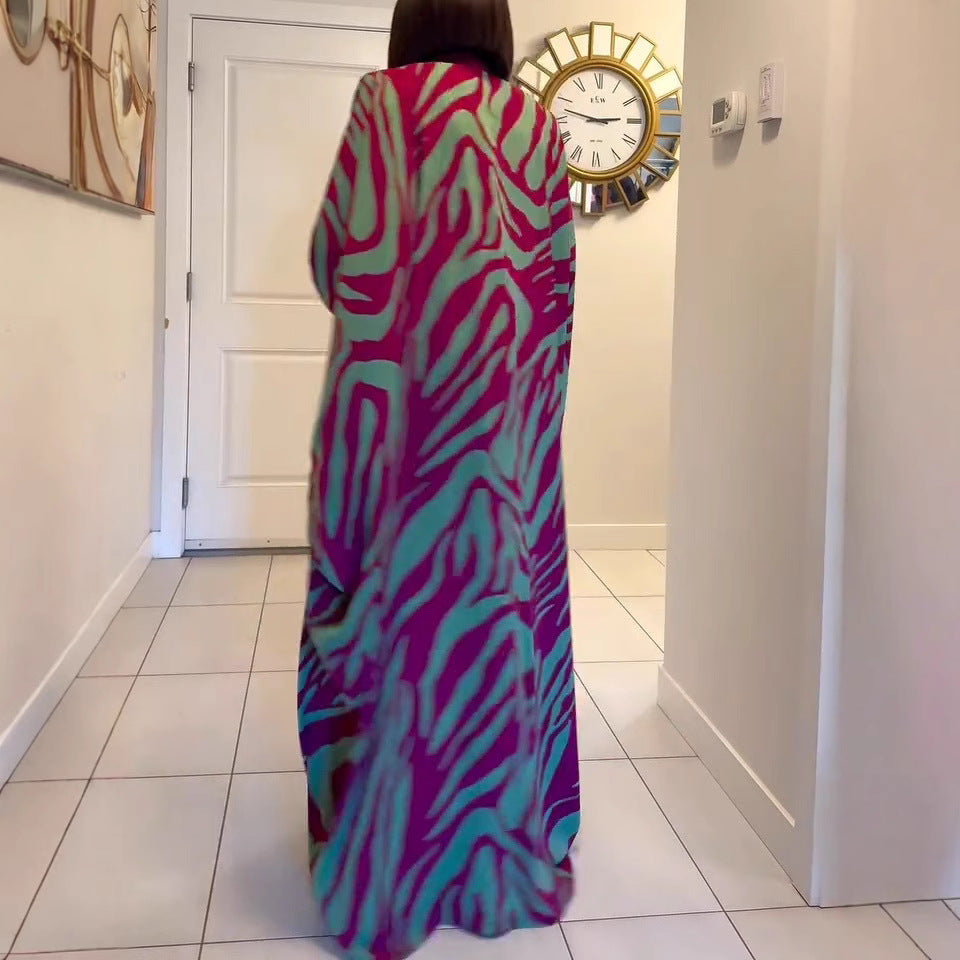 Colorblocked Floral Printed Robe