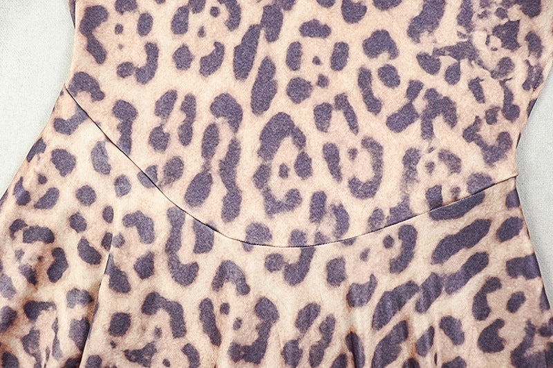 Campbell Leopard Foil Cowl Neck Mini Dress