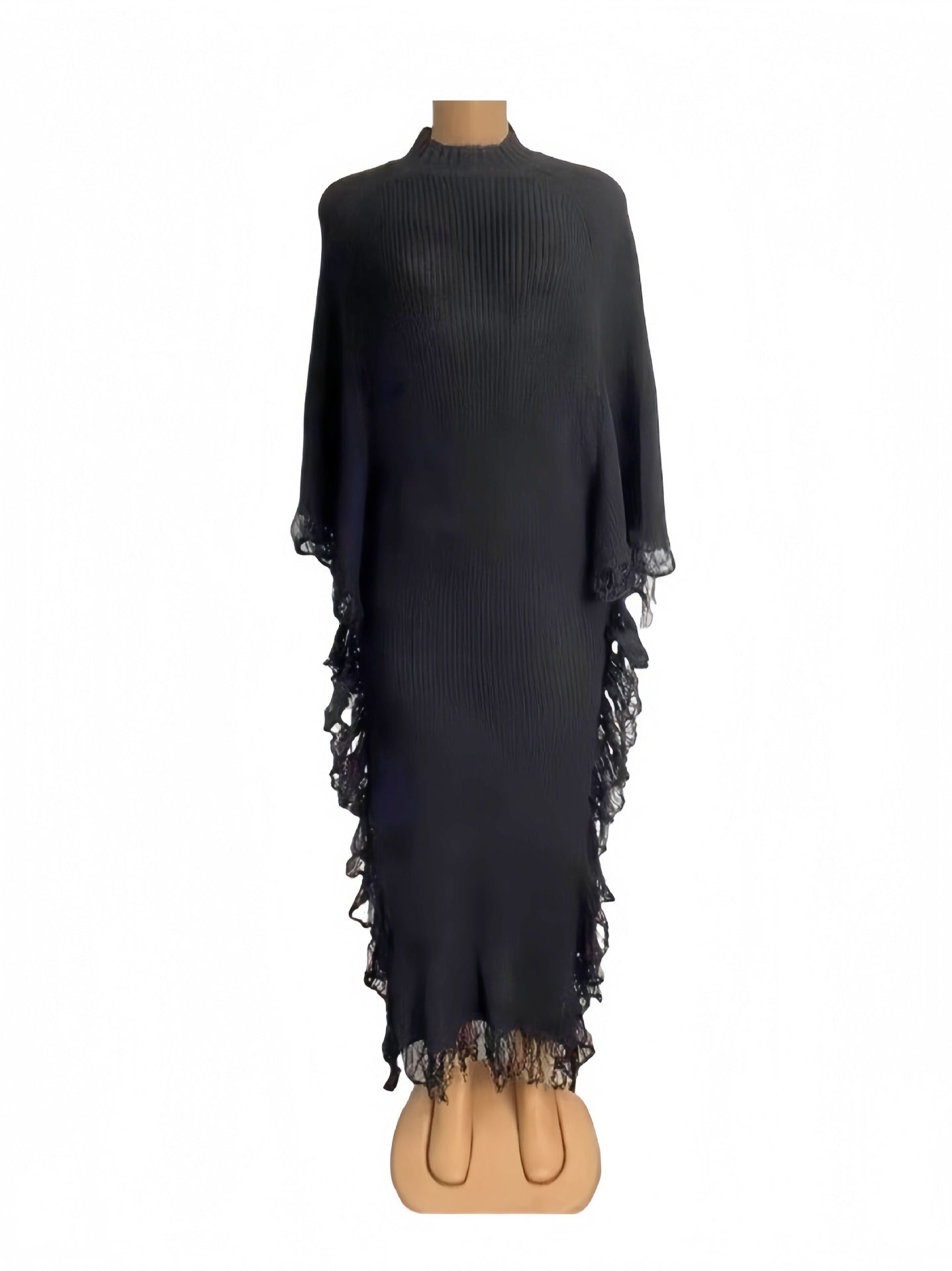 Solid Color Knitted Fringe Maxi Dress