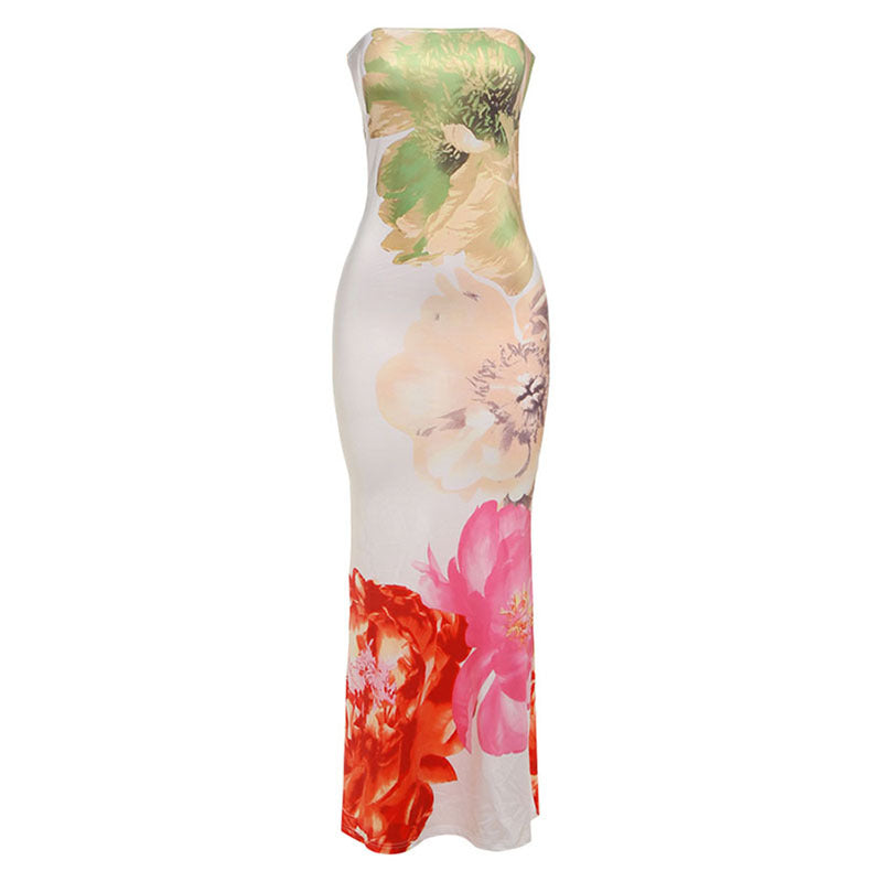 Floral Print Sheath Maxi Dress