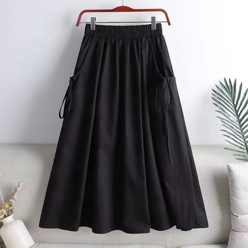 Solid Color Drawstring Pocket Skirt