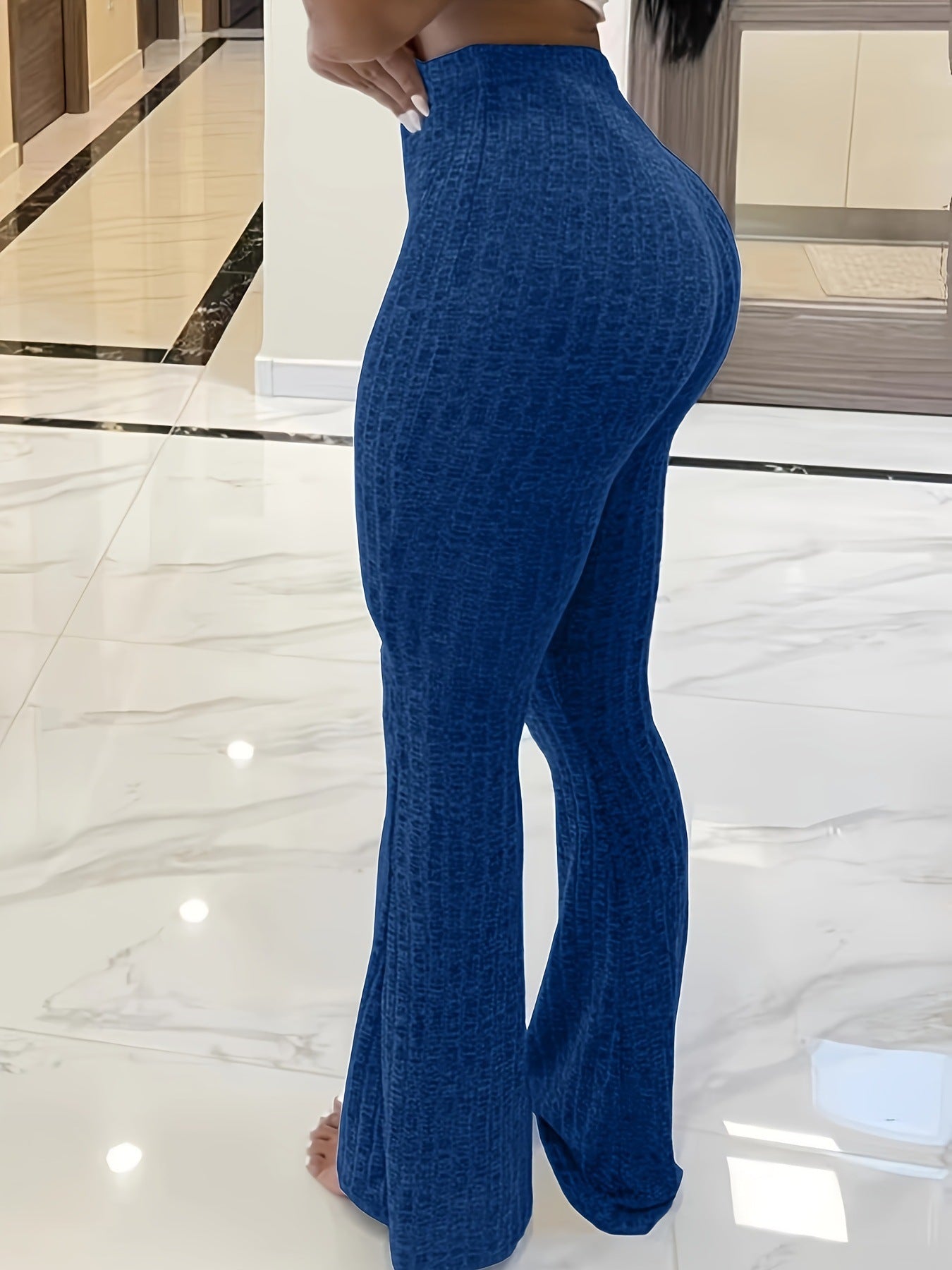Elastic Knit Vertical Stripe Pants