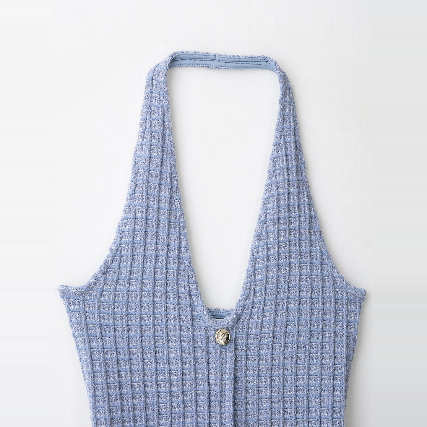 Blue Knit Sleeveless Mini Dress