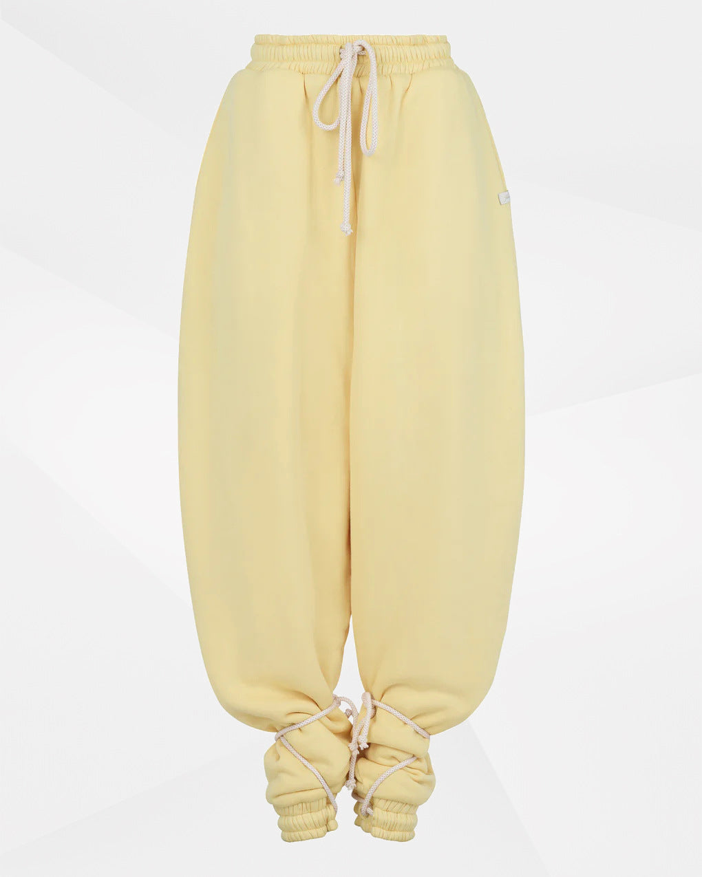 Yellow Puffed Collar Hoodie Two-Piece Set