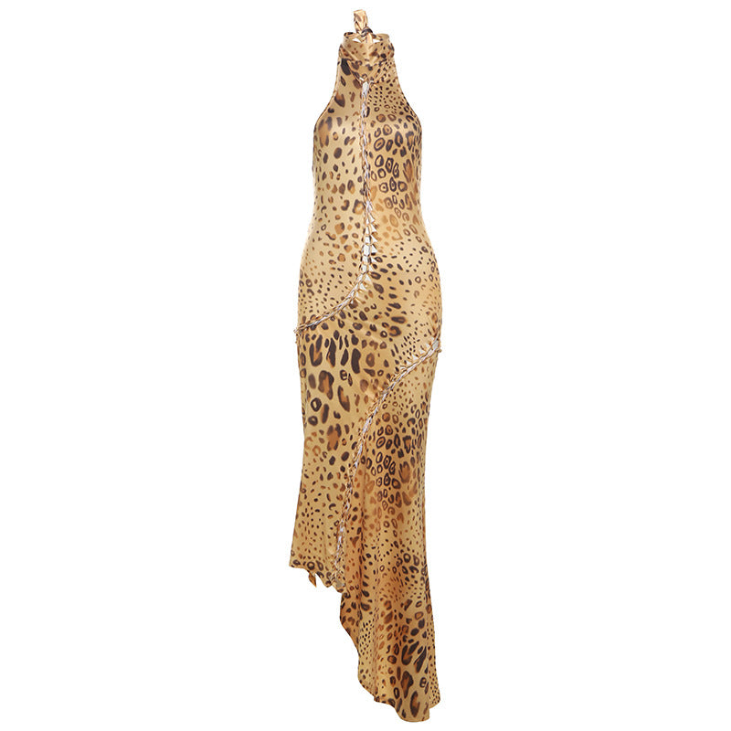 Leopard Print Sleeveless Maxi Dress