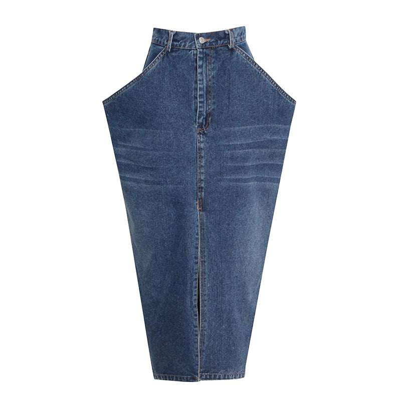 Denim Puff-Pocket Skirt