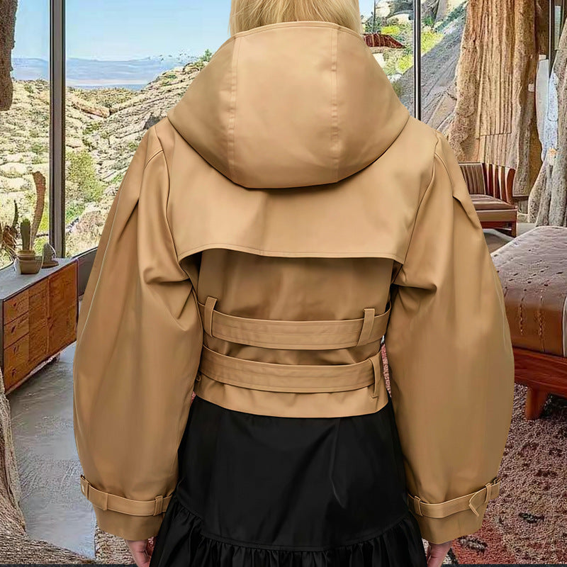 Khaki Double-Breasted Strap Jacket