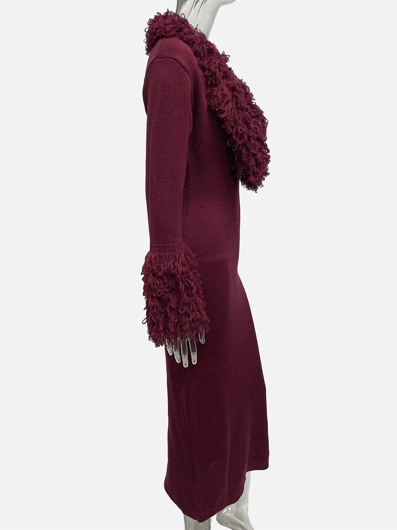 Red V-Neck Knit Maxi Dress