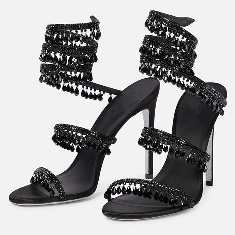 Rhinestone-encrusted Stiletto High Heels