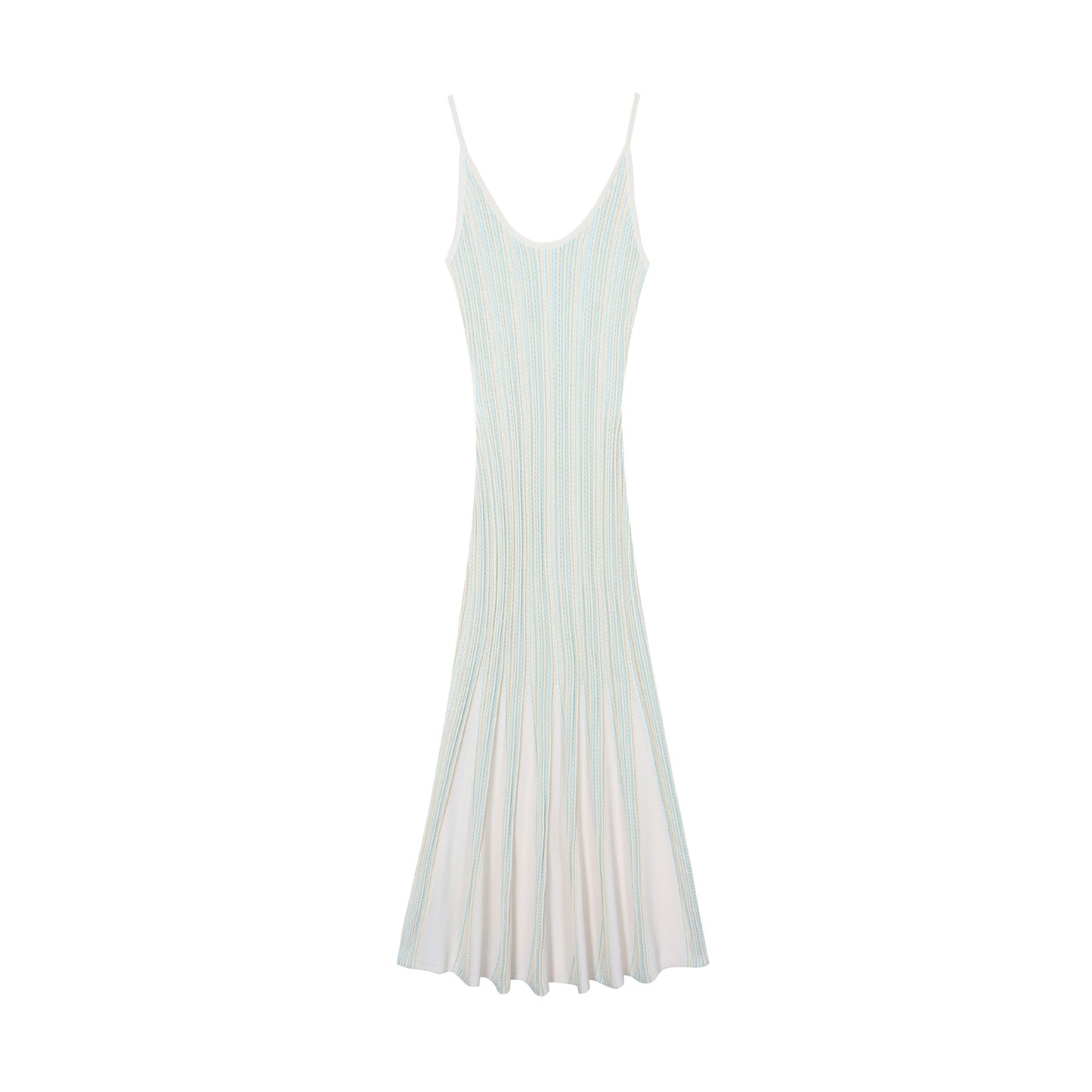 Striped V-neck Sleeveless Tencel Knit Dress