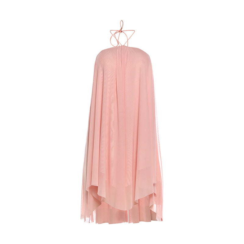 Loose-Fitting Halter Neck Backless Mini Dress