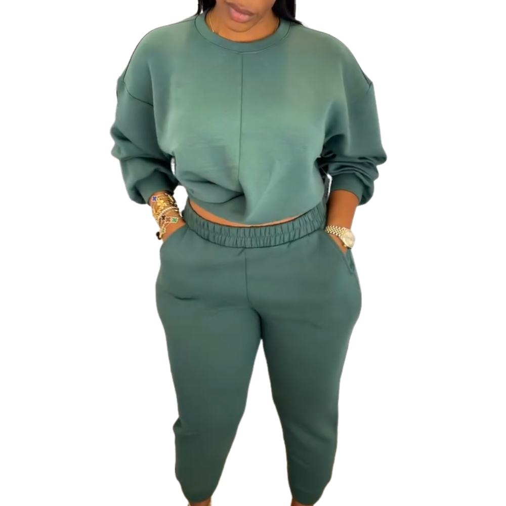 Solid-Color Sweatshirt Set