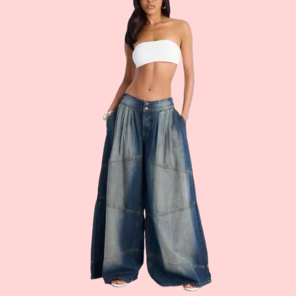 Washed Wide-Leg Jeans