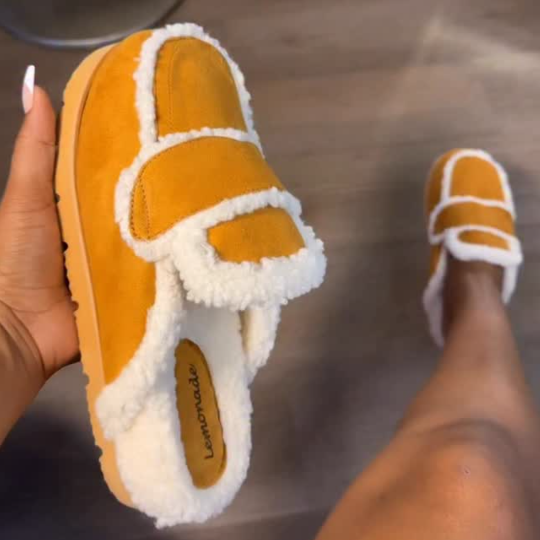 Shearling Fleece Velcro Slippers