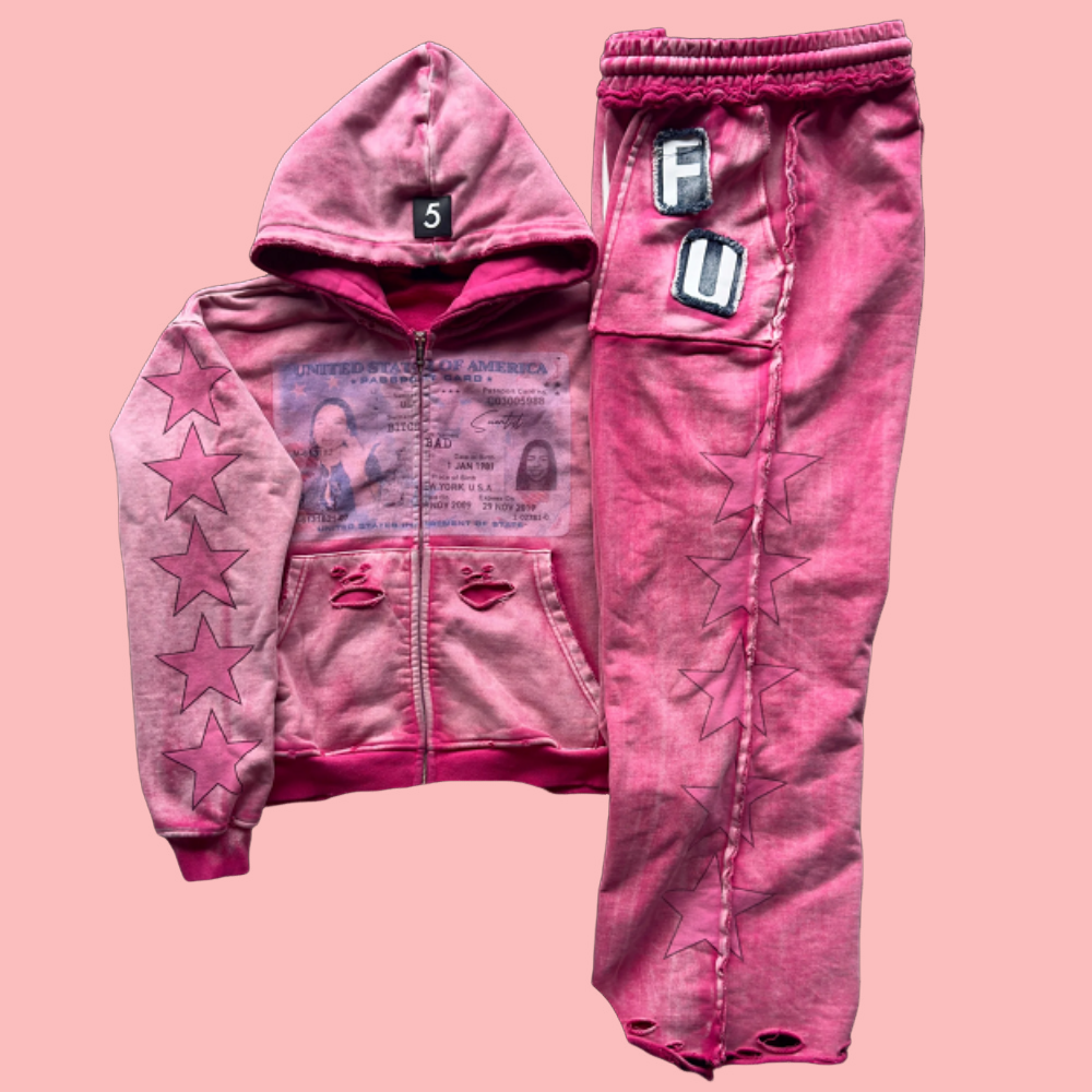 Pink Graffiti Hoodie Two-Piece Set