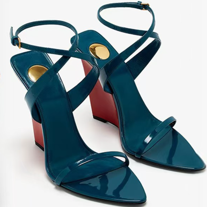 Colorblocked Pointed Toe High Heeled Sandals