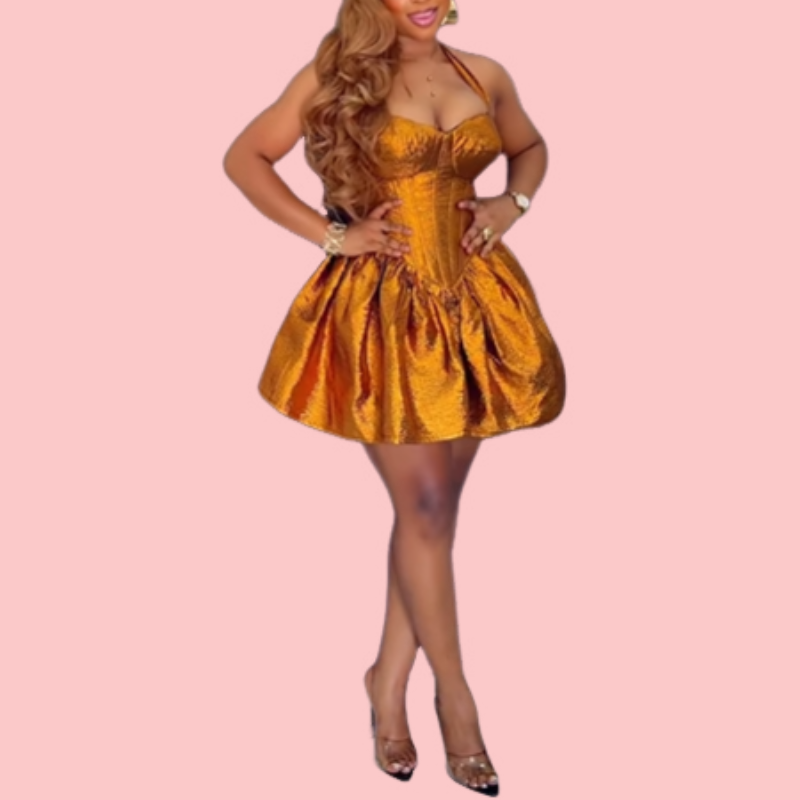 Golden Waistband Camisole Mini Dress