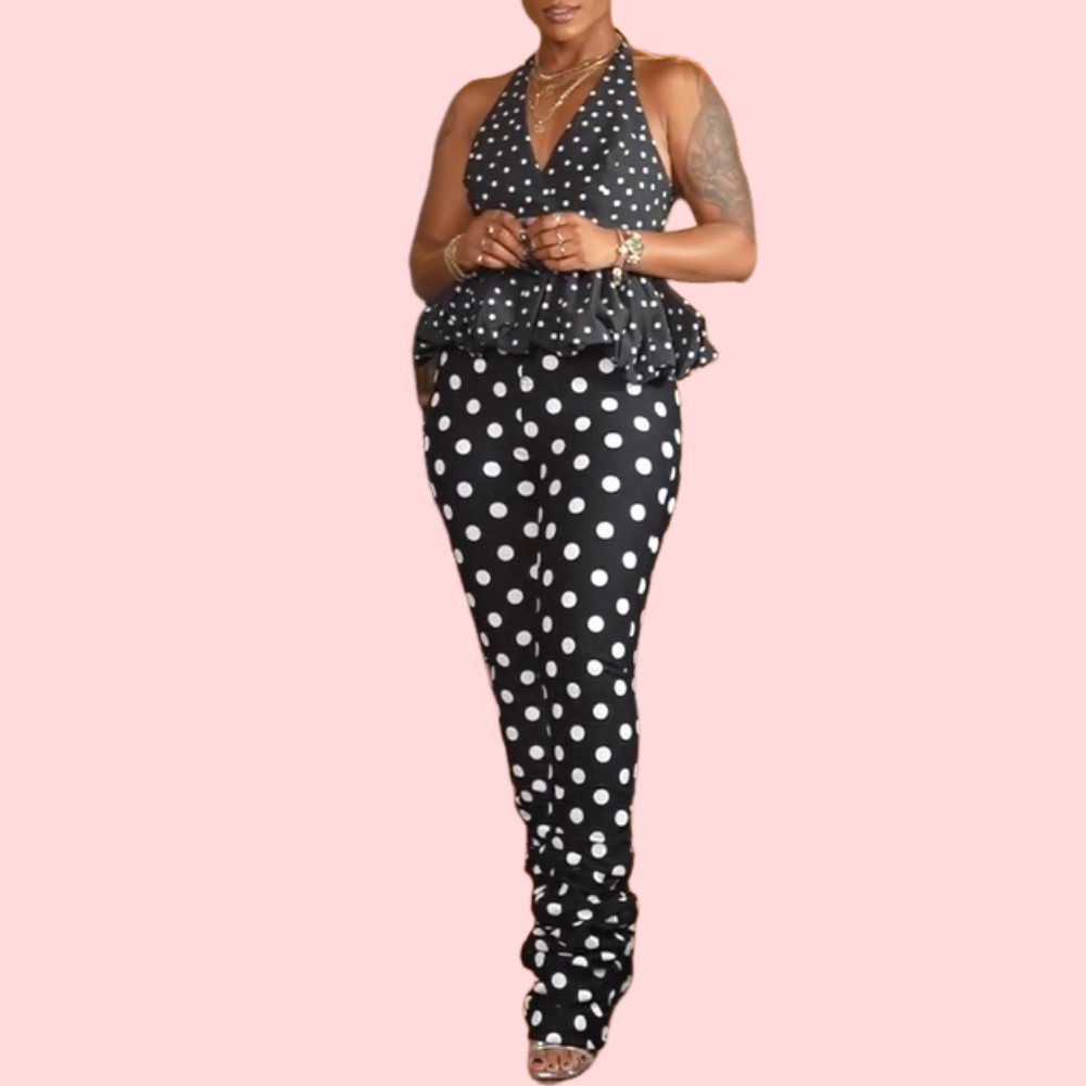 Black & White Polka Dot Two-Piece Set
