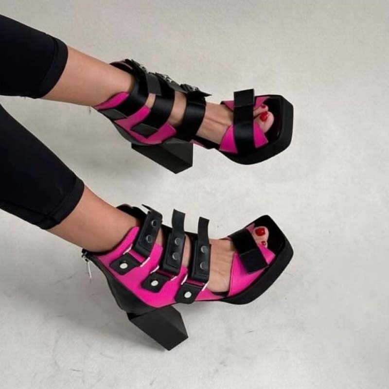 Buckle Square Heel Sandals