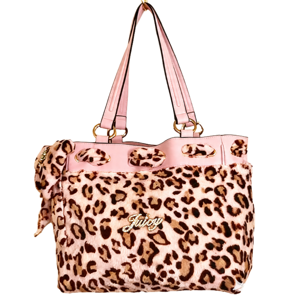 Plush Leoparden-Print Patchwork Shoulder Bag