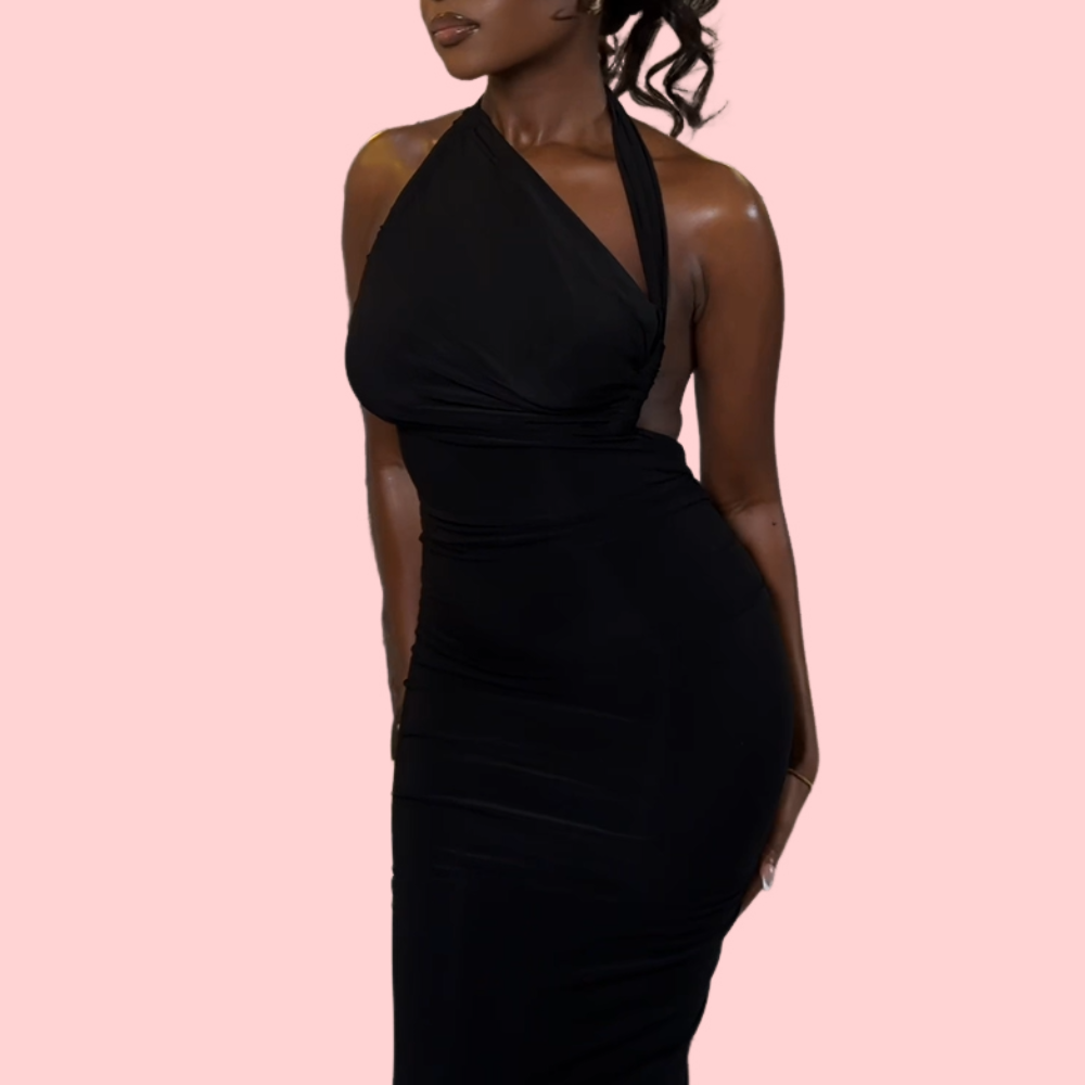 Black Strapless Evening Dress