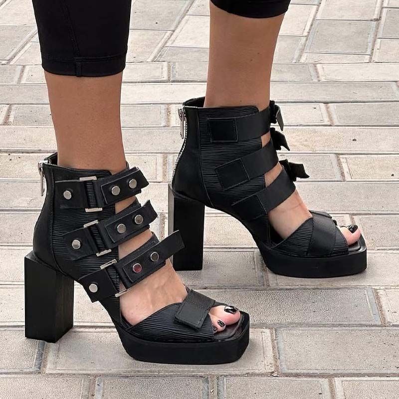 Buckle Square Heel Sandals