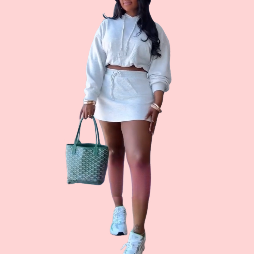 Hooded Sweatshirt & Skirt Set