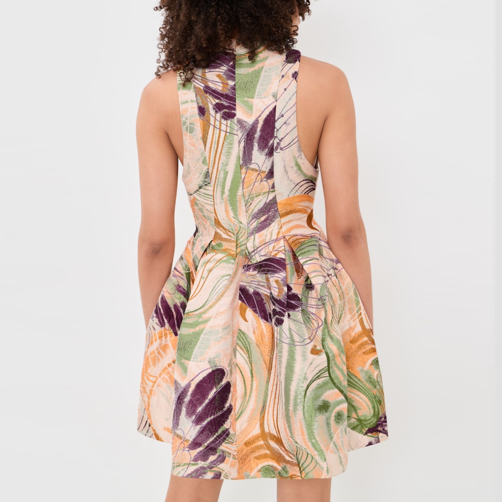 Abstract Oil Painting Print Sleeveless Mini Dress