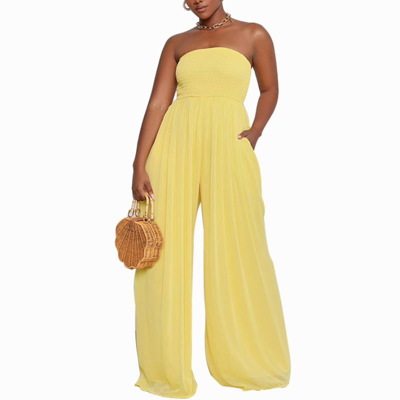 Solid Color Sheath Wide Leg Jumpsuit