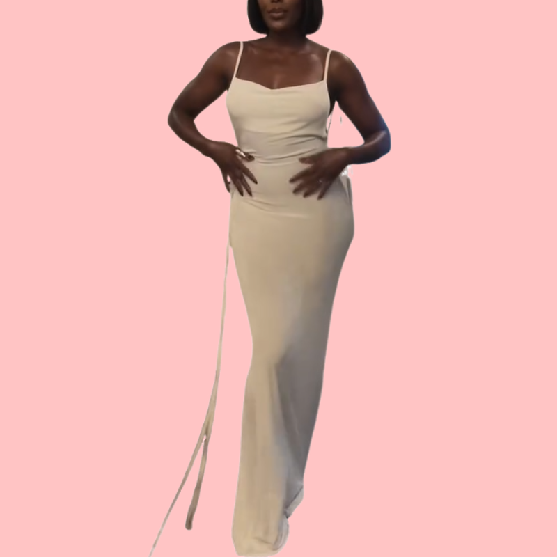 White Halter Fluttering Maxi Dress
