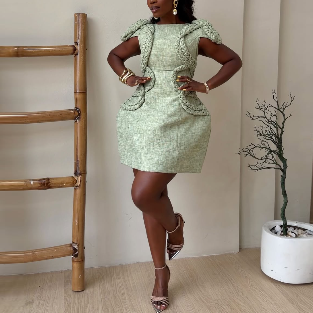 Green Woven Mini Dress